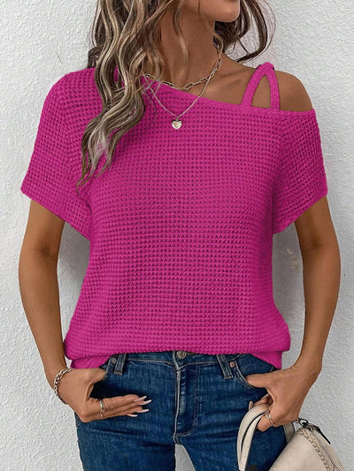 Ina® | Asymmetrisches T-Shirt mit kurzem Arm und Rundhalsausschnitt