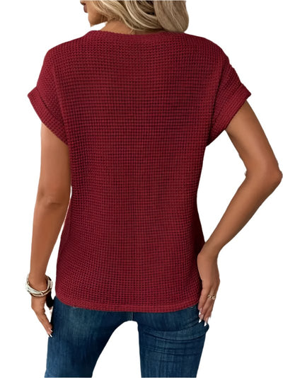 Amadita® | Gestrickte Wickelbluse für Damen in schlichten Farben