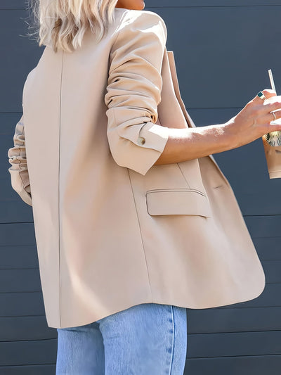 Lässiger Blazer Mit Reverskragen Und Knopfverschluss Für Damen |  Ideal für das tägliche Tragen
