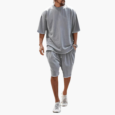 Herren Sommer Zweiteiler mit Kordelshorts und Oversize Shirt