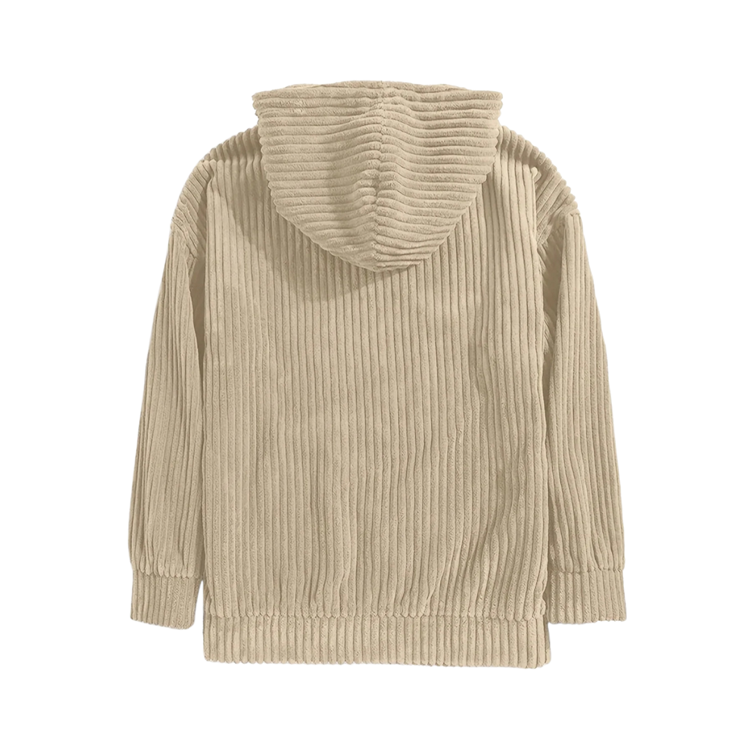 Strukturierter Cord-Kapuzenpullover mit Kängurutasche für Männer