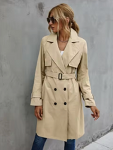 Andrea | Damenmode Doppelreihiger Trenchcoat – Khaki