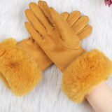Winterhandschuhe mit Kunstfell – Gelb