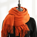 Designer-Schal mit Quasten | Warmer und weicher Kaschmir – Orange