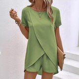 Arabesca - Mehrlagiges asymmetrisches Loungewear-Set – Grün