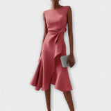 Sheila - Stilvolles Damen-Midikleid mit Rüschendetails – Rosa