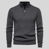 Erik | Herren Frühling Viertelzip Langarm Pullover – Dunkelgrau