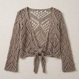 Aravelle - Offener Strick-Cardigan – Braun