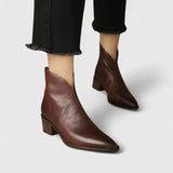 Nicole | Elegante Stiefeletten mit Blockabsatz – Braun