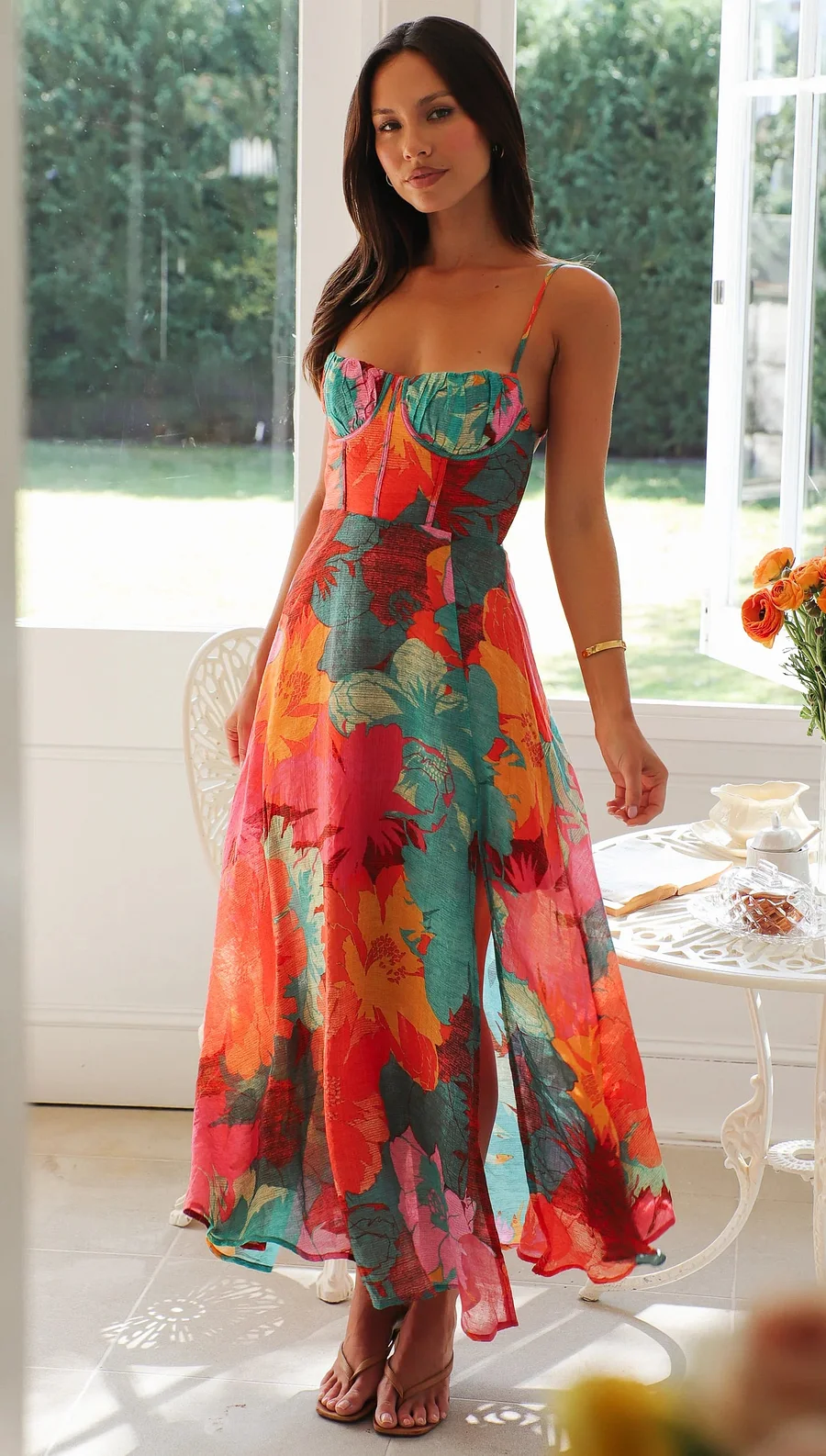 Kaitlyn – Stilvolles Sommer Kleid Mit Blumen Drucken Und Trägern
