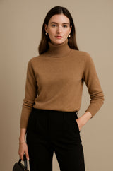 Nina | Damen Kaschmirpullover hochwertig elegant – Karamell