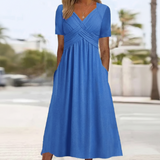 Monica Crossover-Kleid | Stilvolles Midi-Kleid für Damen – Hellblau