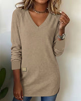 Leonie | Modischer Damen Pullover elegant & V-Ausschnitt – Khaki