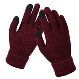 Gestrickte Touchscreen-Handschuhe für Damen – Bordeauxrot