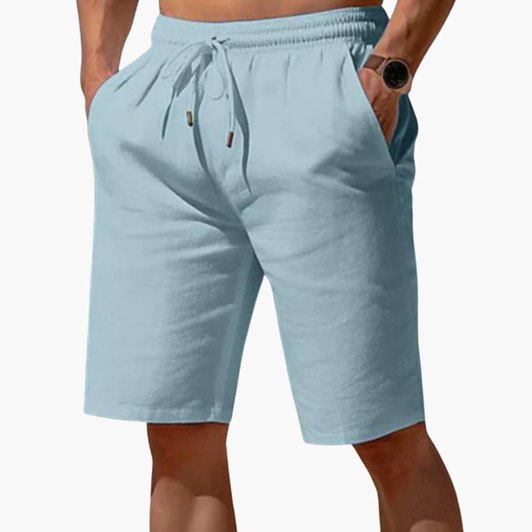 Herren Leinen Sommer Shorts mit Kordelzug und Taschen