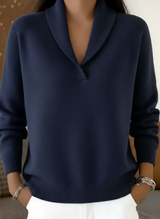 Cybele - Soft-Touch V-Ausschnitt-Pullover – Blau