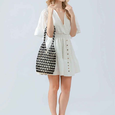 Helviora® | Handgeknüpfte Korbtasche mit Baumwollfutter