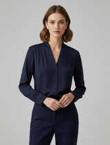Elke | Damen Bluse mit Puffärmeln und Tailliertem Schnitt – Marineblau