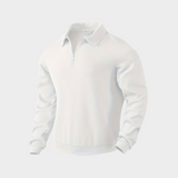Alexander | Herren Pullover mit halbem Reißverschluss Freizeitshirt – Weiß
