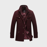 ANDRE | KLASSISCHER WOLLMANTEL IM PEACOAT-STIL – Bordeauxrot