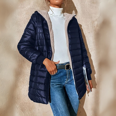 Ultra-gemütliche Kapuzen-Pufferjacke mit Fleece-Futter für Frauen