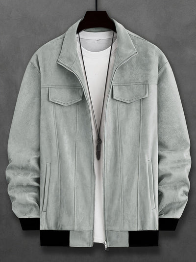 Stilvolle einfarbige warme Fleece-gedruckte Winterjacke für Herren | Ideal für den Winter