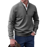 Owen | Eleganter Herren Strickpullover Mit Quarter-Zip – Dunkelgrau