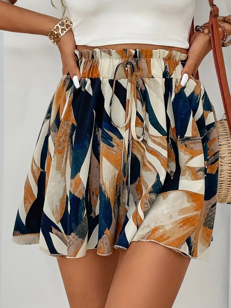 Isabelle | Print Tie-Front Shorts für Frauen