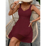 Noelline - Besticktes Minikleid mit Trägern – Rot