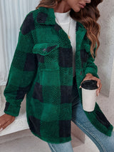 Elisa | Kuschelige Karo Fleecejacke Damen Stil – Grün