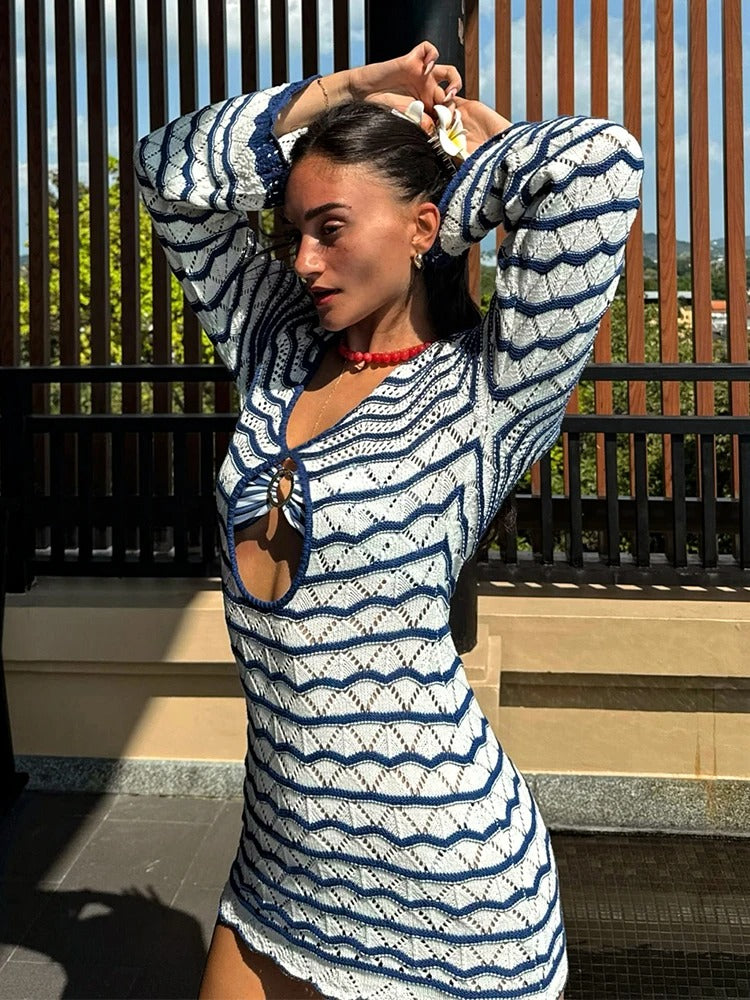 Thaliora® | Häkel-Strandkleid mit Cut-Out