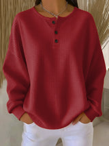 Carabelle - Strukturiertes Henley-Sweatshirt – Rot