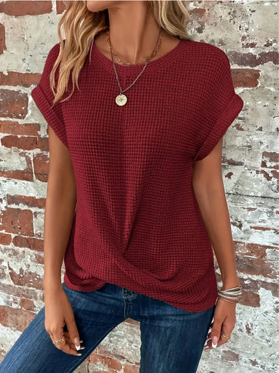 Amadita® | Gestrickte Wickelbluse für Damen in schlichten Farben