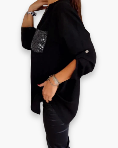 Damen Glitzer Pailletten Top | Festlich Elegant