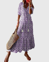 Theresa | Damen Boho Vintage Sommer Maxikleid – Boho Maxi Vintage Sommer 2026 – Lila