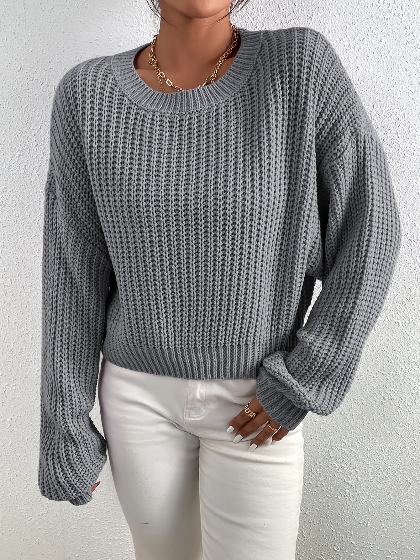 Lässiger Longpullover Damen mit Rundhalsausschnitt für Damen | Ideal für den Winter