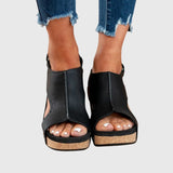 Orthopädische Keilsandalen für Damen | Schnalle – Schwarz