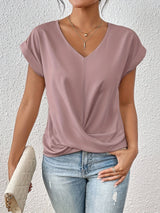 Anka | Damen T-Shirt Eleganter Ausschnitt – Bequemes Top Ausschnitt Sommer 2026 – Rosa