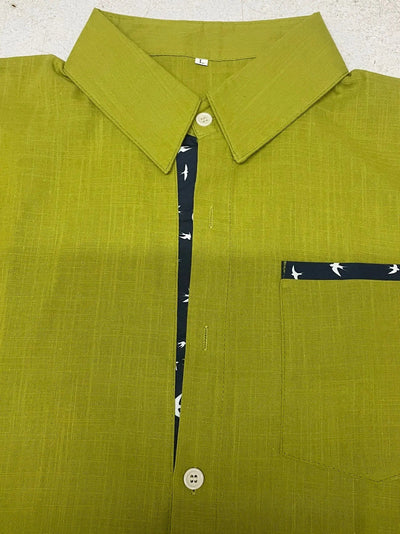 Trofim – Elegantes Niedliches Hemd Mit Vogel Drucken