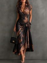 Kaia - Weiches Wickel-Hemdkleid – Braun