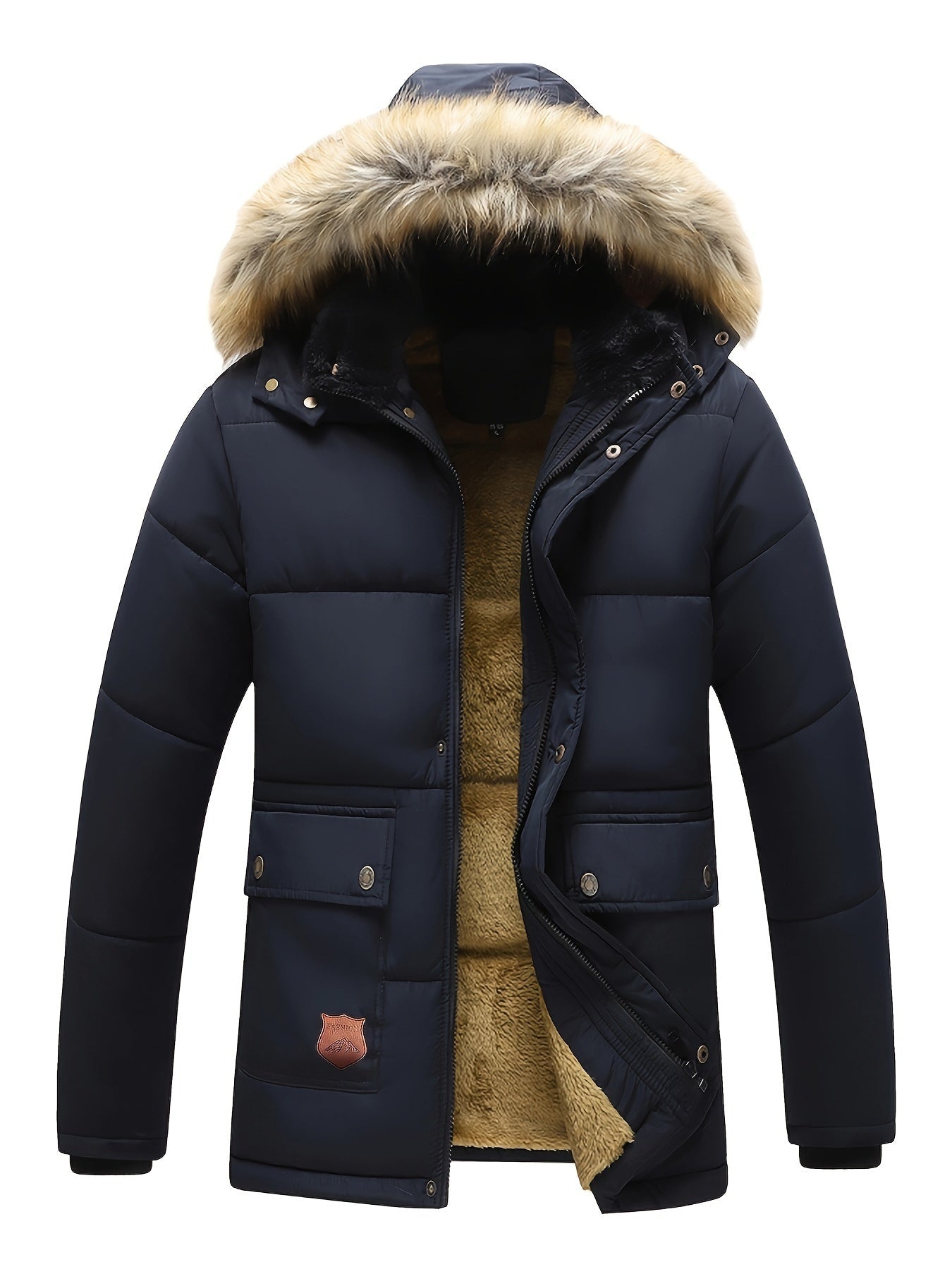 Lässige Kapuzen-Polyester-Winterjacke für Herren | Ideal für den Winter