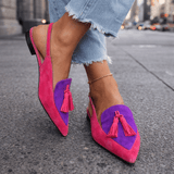 Delisia - Handgefertigte Sandalen mit Quastenriemen – Pink und Lila