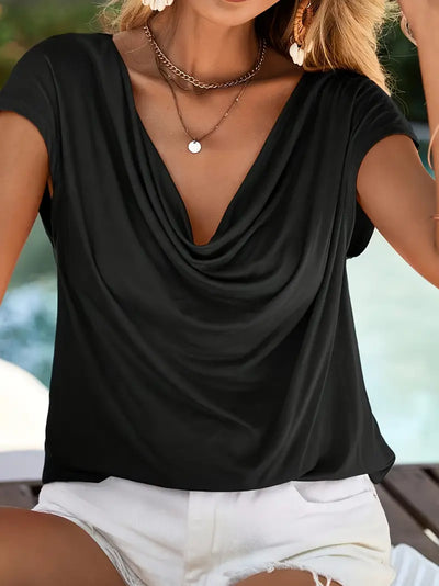 Noguera – Stilvolle Kurzarm Bluse Mit Tiefem V Ausschnitt