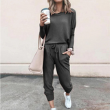 Natalie | Damen Zweiteiliges Lässiges Jogger Lounge Set – Grau