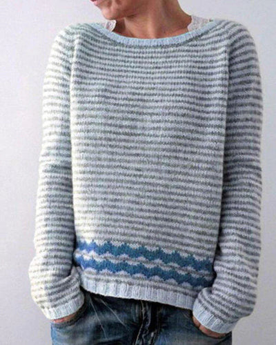 Retro Baumwoll Norweger Pullover mit Mustern für Damen | Ideal für den Winter
