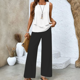 Zweiteiliges Sommer-Set für Damen | Hose mit weitem Bein – Schwarz&Weiß