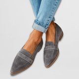 Magdalena | Damen Frühlings Spitz Zulaufende Wildleder Loafer – Grau