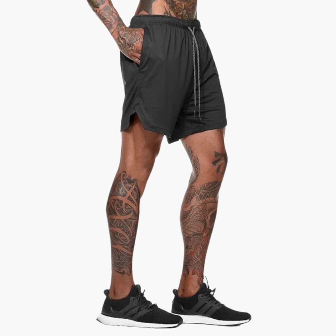 Herren Fitness Shorts mit Innentasche und Kompressionsebene