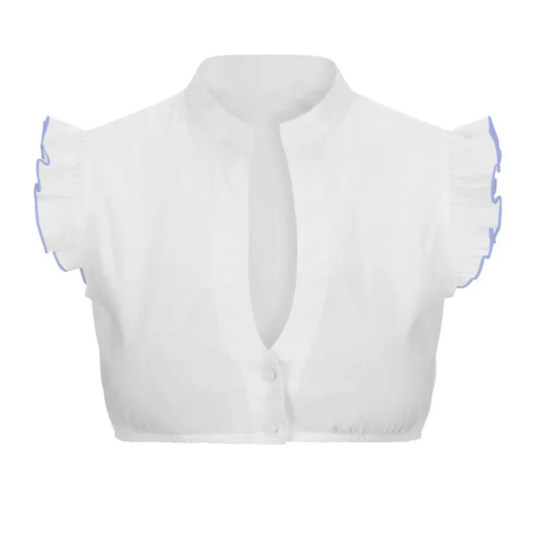Kurzärmlige Bluse Mit Rüschen Für Damen | Traditionell