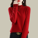 Monika | Damen Rollkragenpullover aus Merinowolle für den Winter – Weinrot
